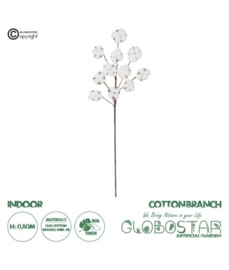 GloboStar® Artificial Garden COTTON BRANCH 20569 Τεχνητό Διακοσμητικό Κλαδί Βαμβάκι Μ30 x Π6 x Υ80 cm